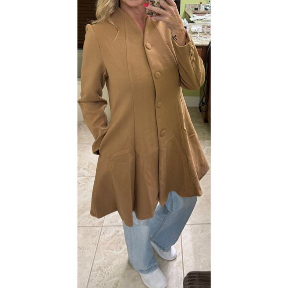 Allegra K camel Single Breasted A Line Mid-long Winter coat brown Med NWT - Picture 6 of 11